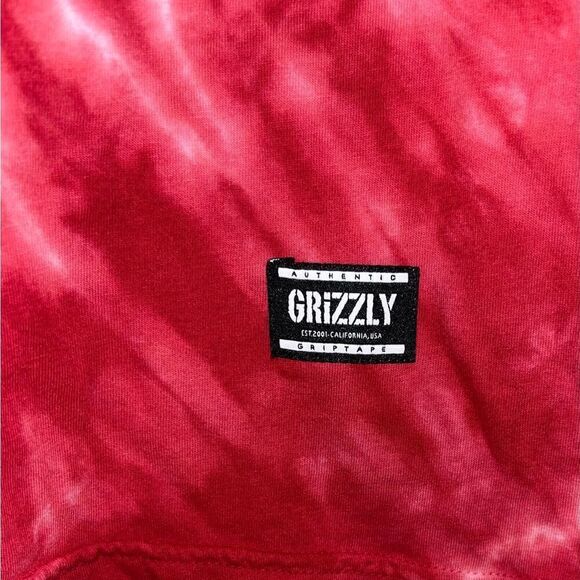 Grizzly Griptape T-shirt Mens Small - Bear Skateboard Lil Tak - Red Tie Dye - Picture 2 of 3